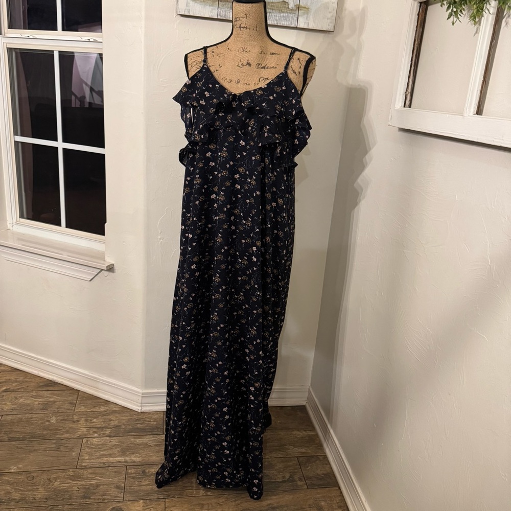 Wishlist Blue Ruffled Tiered Maxi Dress